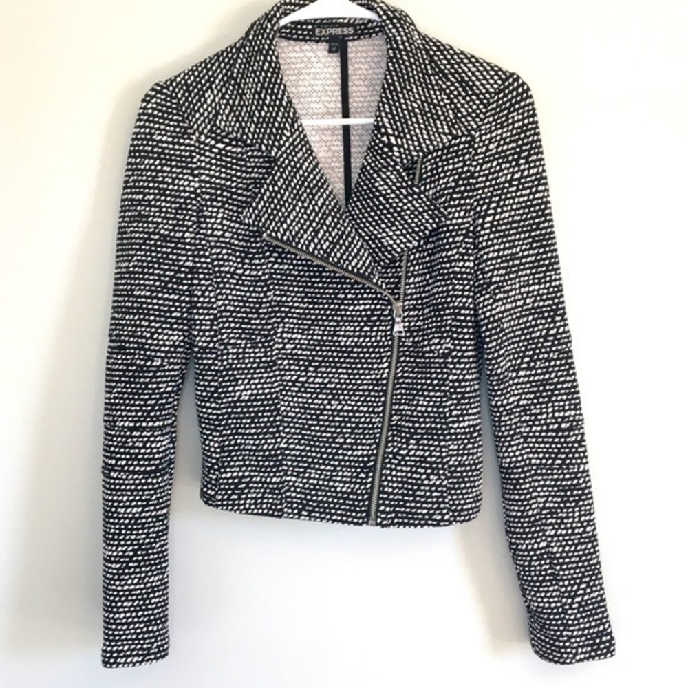Express Moto Black & White Jacket, XS
